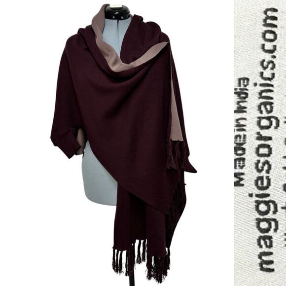 Maggie’s Organic Cotton Reversible Blanket Scarf Sweater Shawl Cabincore Sz: OS - Picture 1 of 7